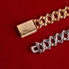 Pulseiras de link aokaishen miami cadeia cubana para homens pulseira de hip hop real ouro banhado a zirconia moda rock jóias
