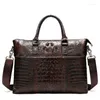 Briefcases Men Briefcase Business Bag Genuine Leather Laptop Casual Man Fashion Shoulder Bags