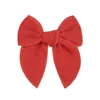 Baby Linen Cotton Hair Bow Hairpins 5" Fable Bow Hair Clips Girls Knotbow Barrettes Kids Headwear Children Headwear