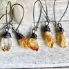 Kolczyki Dangle Natural Citrines Quartz Freeform Punkt Punktowe Krzyki Haczyk Kodek Kobiet Kryształowy Pistolet Czarna biżuteria Dropship