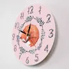 Wall Clocks Sleeping With Floral Numbers Large Acrylic Hanging Clock Flower Numerals Pink Background Nordic Fashion Watch