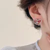 S3668 Cute Colorful Butterfly Hollow Out Heart Stud Earrings For Women S925 Silver Needle Rhinestone Korea Fashion Sweet Earrings