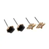 Stud Earrings Earring Post For Women Star Crystal Glass Black Stones Ear Ring Set Cute Classic Zinc-Alloy Fashion Jewelry 202387