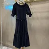 Casual Dresses Early Spring One-line Shoulder Denim Dress Custom Ruffled Edge Play Wrap Elastic Process