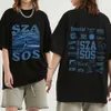 Мужские рубашки Sza футболка SOS Альбом Musik Baru Vintage Pria Wanita Longgar Grafis Hari Baik Хип -хоп