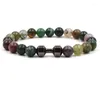 Strand 8mm Colourful Stone Beads Bracelets Dumbbell Charms Bracelet Buddha Yoga Strench Jewelry Black Colors