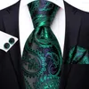 Bow Ties Luxury Green Paisley Floral Silk Ealigent Tie för män Handky manschettkroppslips Fashion Business Party Wedding Wholesale Hi-Tie
