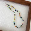 Choker Minar Böhmen Candy Farbe Glas Strang Charme Halsketten Unregelmäßige Perlen Würfel Halskette Für Frauen Aussage Strand Schmuck