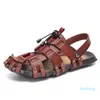 Sandals Summer Men's Handmade BreathableShoes Roman Men Beach Outdoor Slippers Big Size 38-47
