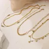 Choker BUY High Quality Gold Color Non-fading 316L Stainless Steel Multilayer Necklaces For Elegant Women Wedding Jewelry