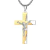 Pendentif Colliers En Acier Inoxydable Christ Jésus Croix Or Religieux Bible Verset Collier Bijoux De Mode Cadeau Pour Lui Avec ChainPendant