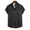 Chemises décontractées pour hommes été mode hommes hawaïen à manches courtes bouton rayure imprimé lâche plage vacances chemise européenne taille L 5XL