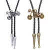 Bow Ties Motorcycle Rider Bolo Tie Collar Rope Shirt Chain Leather Necklace Metal