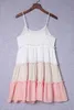 Vestido de tirantes de una línea de color block con volantes multicolores n3wE #