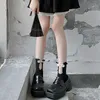 靴下靴屋のソリッドカラー黒い白い靴下JKロリータ甘い日本の女の子かわいいフリル靴