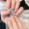 False Nails 24pcs 프랑스 빨간 착용 가능한 손가락 가짜 짧은 단순한 손톱 전체 커버 팁