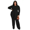 Tracksuits Women's Plus Size Women set Long Sleeve Bandage Shirt and Wide Leg Pant 2023 Autumn Fashion Two Piece Set Sexig Lady Tracksuit WH WH