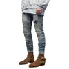 Jeans da uomo Y2k High Street Fashion Men Vita media Skinny Personality Stitching Strappato Black Streetwe