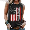 Kvinnors tankar Camis Summer Casual Tank Tops för kvinnor ärmlösa skjortor usa flagga grafiska patriotiska tees Vest American Flag T-shirt 2023 Vintage Top T230517