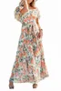 Off-Shoulder-Maxikleid mit Blumenrüschen, 2023, heiß, neu 5538#