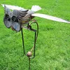 Dekorativa objekt Figurer släpper Kincir Angin Logam 3D Pemutar Burung Hantu Luar Ruangan Dekorasi Taman Teras Halaman Penangkap 230517