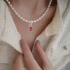 ウェディングジュエリーセットKalung Mutiara Alami Kristal Zirkon Jimat Liontin Rantai Ular Susun Klavikula Choker Untuk Wanita Perhiasan Korea 230517