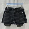 Pantaloni corti in denim con lettera ricamata per donna Mini shorts da donna in jeans stile vintage High Street