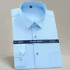 Men's Dress Shirts Men's Classic Non Iron Stretch Solid Easy Care Shirt with Pocket Long Sleeve Formal Business Standard-fit Basic Dress Shirts 230517