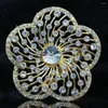 Brooches Wholesale Price Round Big Flower Brooch 63mm Mix-colors Rhinestone Crystal Scarf Weddings Gold-color Charms Pins Jewelry B1235