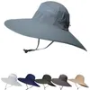 Czapki na zewnątrz stylowy szeroki rdzeń męski hat rybakowy hat solidny wodoodporne czapki przeciwsłoneczne czapkę rybacką Panama Hats unisex 230516