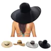 Chapéus largos da borda Mulheres Summer Straw Hat Beach Praia dobrável Sun Fluste Roll Up Upf 50 Caps férias