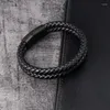 Bedelarmbanden armband voor mannen van hoge kwaliteit lederen roestvrijstalen maginetische gesp mode mode heren bangle zakelijke mannelijke sieraden