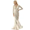 Vestido novia boho elegante kanten trouwjurken backless lange mouw zeemeermin boho bruid jurk 2023 sexy diepe bruidsjurken