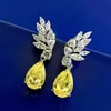 Urok Flower Topaz Diamond Dangle Earring 100% prawdziwe szterling Sier Wedding Kolczyki dla kobiet Bridal Promise Biżuteria