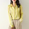 Chemisiers pour femmes chemises dames et filles décontracté Streetwear Chic rayé Satin soie 2023 mode coréenne OL Style hauts femmes femmes