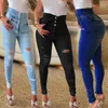 Calça feminina 2023 Moda Temperamento da rua feminina Slim High Button Hole Jeans Casual Jeans