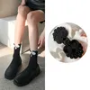 靴下靴屋のソリッドカラー黒い白い靴下JKロリータ甘い日本の女の子かわいいフリル靴