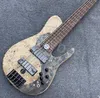 6 String Electric Bass Guitar With Yinyang Top Rosewood Fingeboard Burl Flame Dots Inlay Butterfly Abalone On Head Top