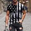 Men's T-Shirts Men's New Independence Day Theme Printed Short Sleeve T-shirt T230517