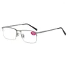 Solglasögon Half-Rim Square Clear Läsglasögon Tonade bruna glaslinser Förstoring Anti-Scratch Business Presbyopia