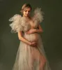 Abito elegante e morbido in tulle, abiti premaman senza maniche, gonfi, lunghi e sexy, trasparenti, abiti premaman in tulle su misura per la fotografia