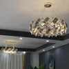 Kroonluchters led kroonluchter woonkamer decoratie eenvoudige dimmer ronde hangende lamp voor slaapkamer rook grijs kristal rechthoek keukenlicht
