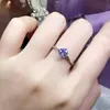 Cluster Rings 18K White Gold Ring DF Color 4 Prong Moissanite 0.5 5mm Anniversary Engagement Simple Style