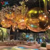 Publicidade de prata espelho Balão inflável PVC Christmas Reflex Mirror Balls para decoração de eventos