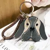 Keychains Koreaanse ontwerper Cute Pu Leather Dog Women's Keychain Men's Car Pendant Student Bag Key Chain Charm Lover Creative Gifts