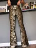 Pantaloni da donna Vintage Leopard Print Flare Donna Sexy Vita alta Per jogging slim fit Y2k Legging Poliestere Streetwear anni '90