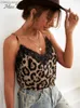 Tanques femininos Camis Miss Miss Petal Lace Leopard Camis Top para mulher Sexy Spaghetti Straps Tank Top Top 2023 Vest Rouphe Roupos T230517