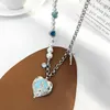Chains MWSONYA Fashion Korean Pearl Painted Craft Love Heart Pendant Necklace For Women Cross Temperament PartyJewelry Crystal