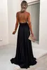 nero Criss Cross Backless coscia alta Split Prom Maxi Dress a9bz #