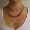 Kedjor Punk Geometry Pendant Necklace For Women Cuban Multilayered Chunky Thick Chain Choker Halsband Gothic Jewelry